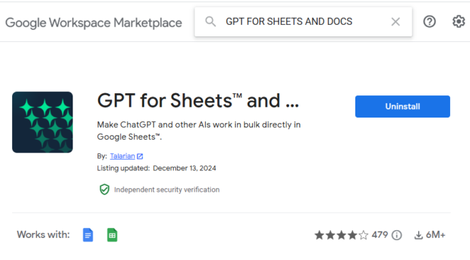 GPT FOR SHEETS